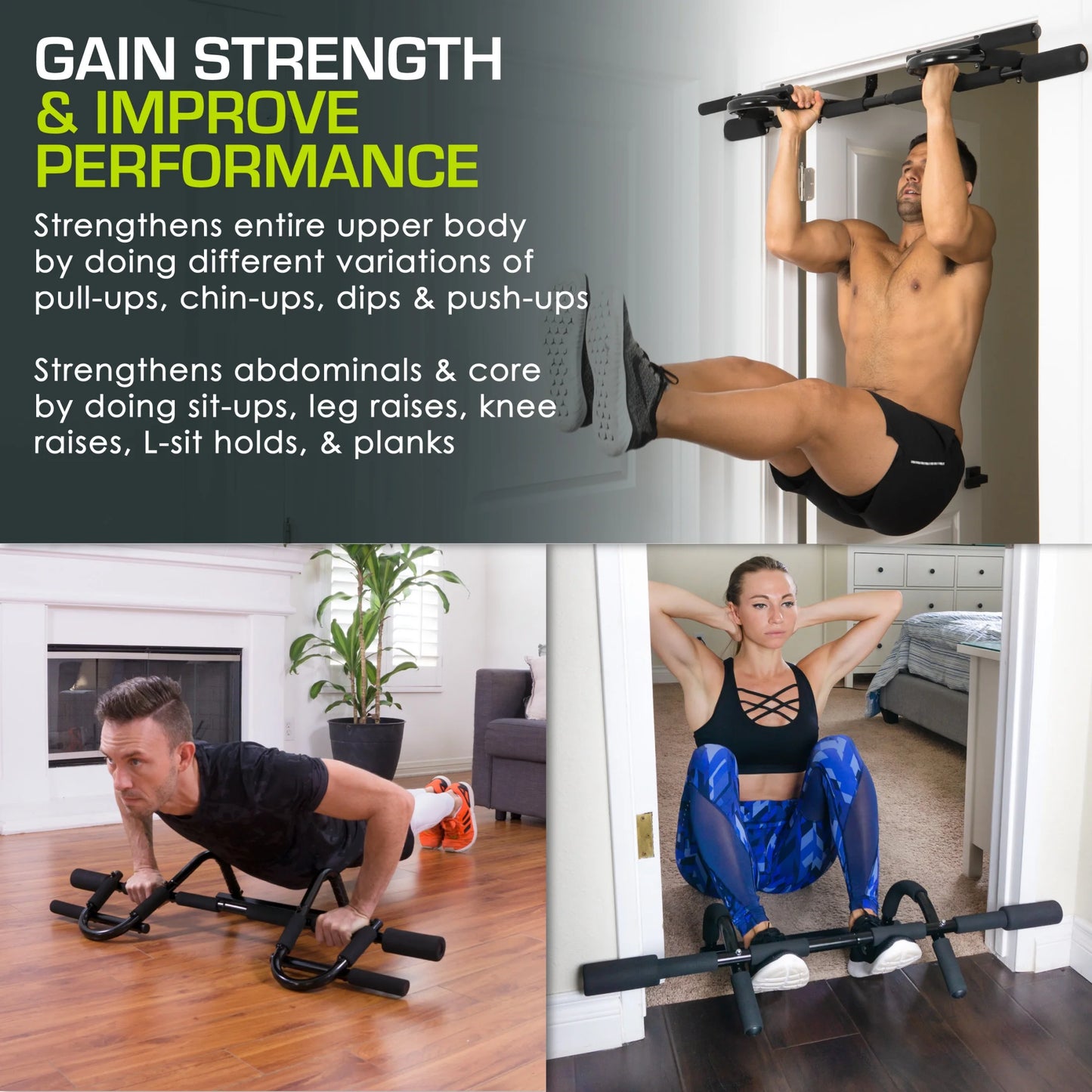 Heavy-Duty Multi-Grip Chin-Up and Pull-Up Bar for Doorway Training